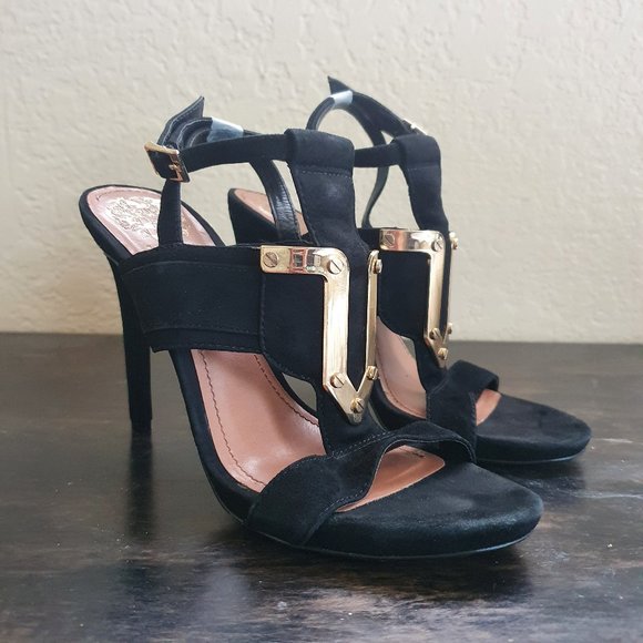 Vince Camuto Shoes - Vince Camuto Black and Gold Strappy Sandals